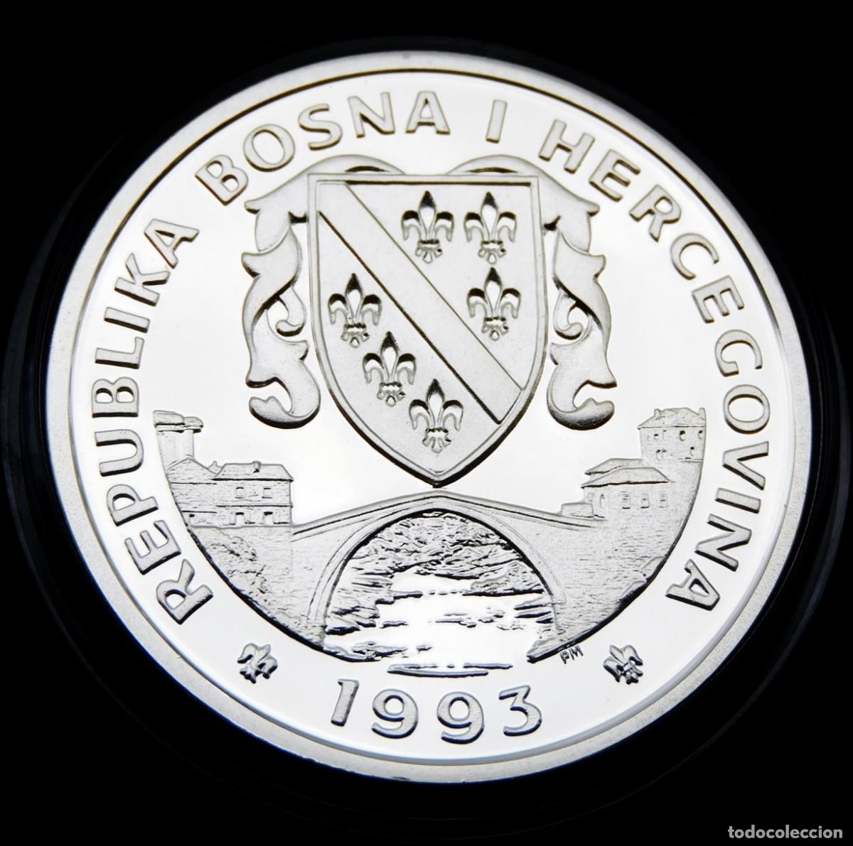 Monete antiche di Europa: BOSNIA HERZEGOVINA 14+2 ECU 1993 - AYUDA DE GUERRA. PLATA PURA PROOF. MUY ESCASA