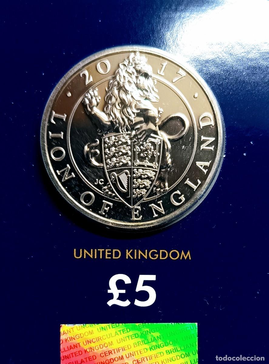 Monedas antiguas de Europa: GRAN BRETA&Ntilde;A. UK. 6 MONEDAS DE 5 LIBRAS (&pound;5). FDC. 2017-2020 &ldquo;THE QUEEN BEASTS&rdquo; COBRE-N&Iacute;QUEL