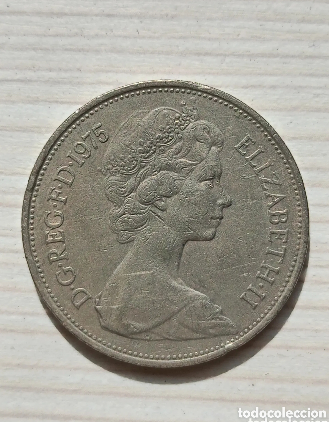 Monete antiche di Europa: moneda de reino unido 10 new pence de 1975
