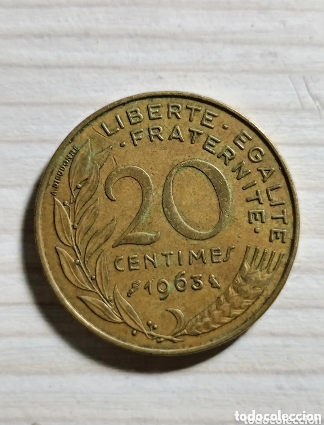 Moedas antigas da Europa: Moneda, Francia, 20 Centimes, 1963
