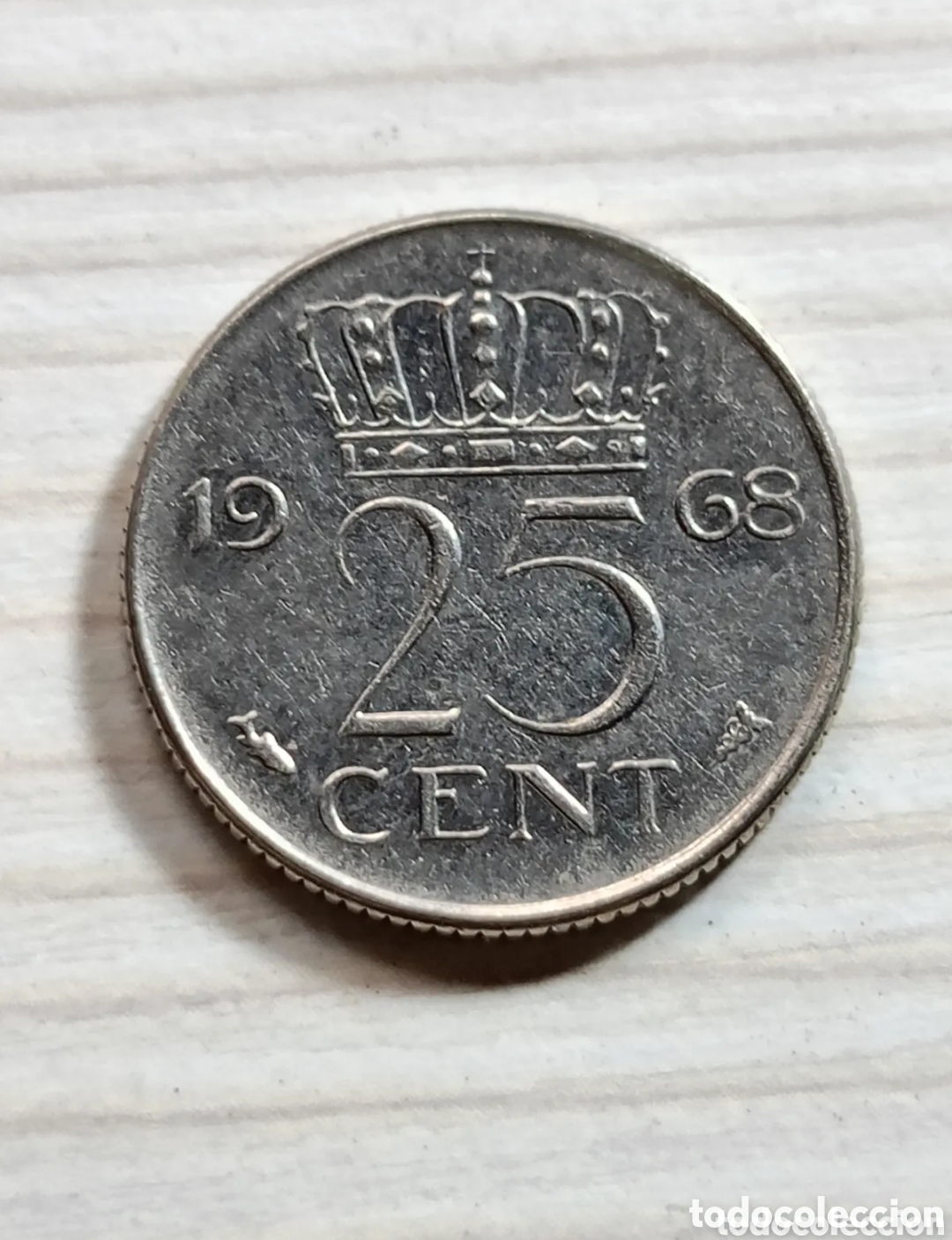 Monedas antiguas de Europa: MONEDA DE PAISES BAJOS 25 C&Eacute;NTIMOS DE 1968