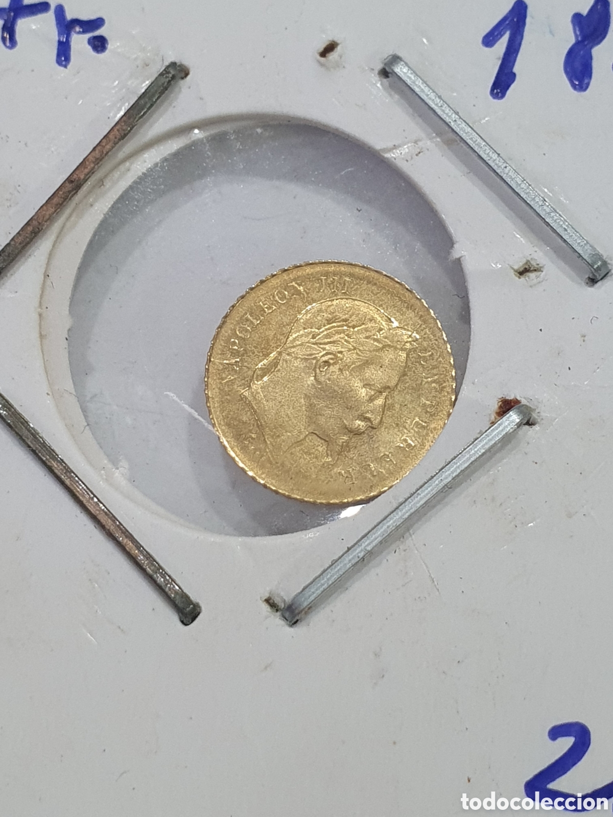 Monedas antiguas de Europa: Moneda oro 22K HGE. Electroplateada. Napole&oacute;n. (L128)