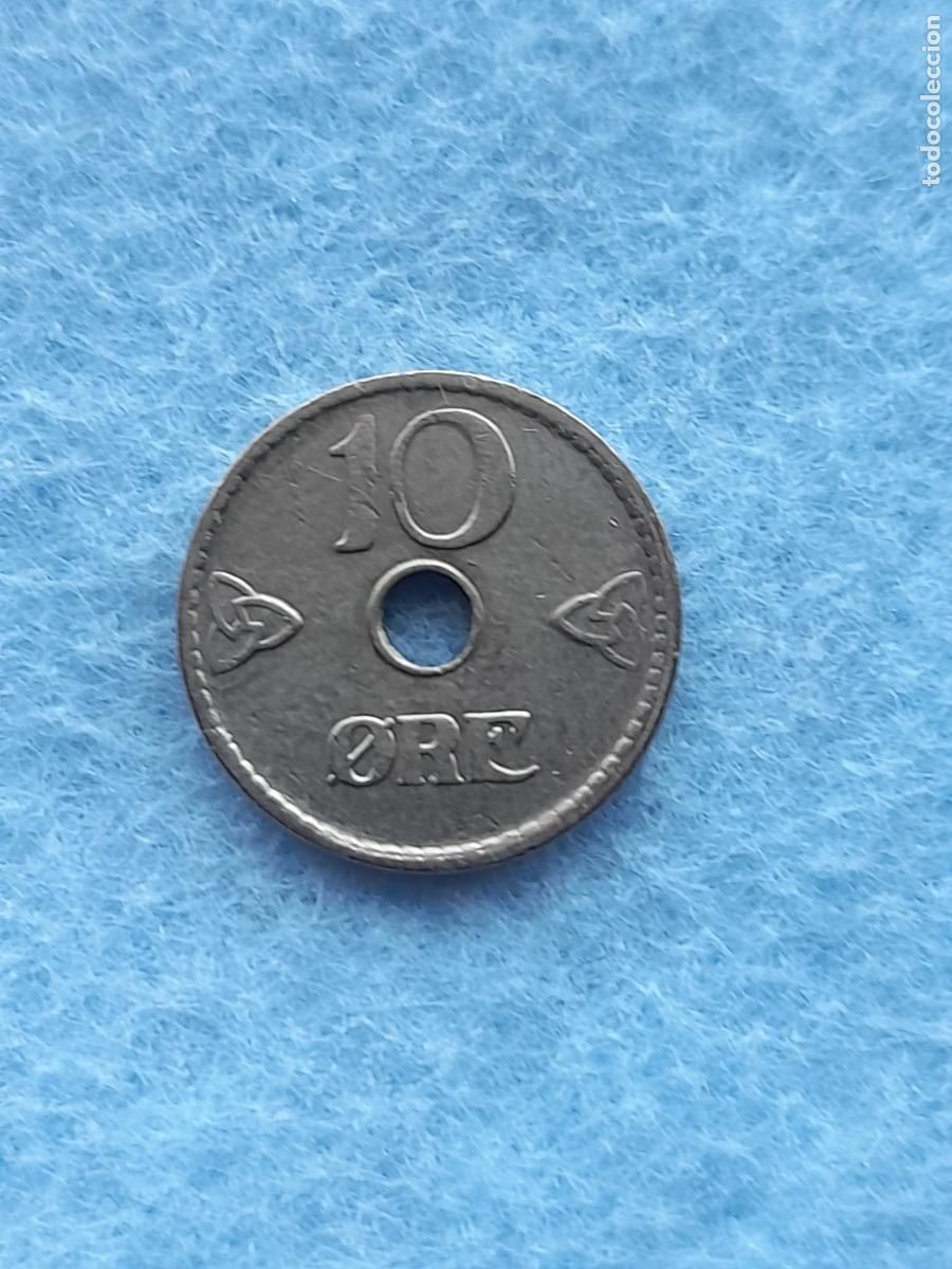 Moedas antigas da Europa: Noruega. 10 Ore. A&ntilde;o 1925.