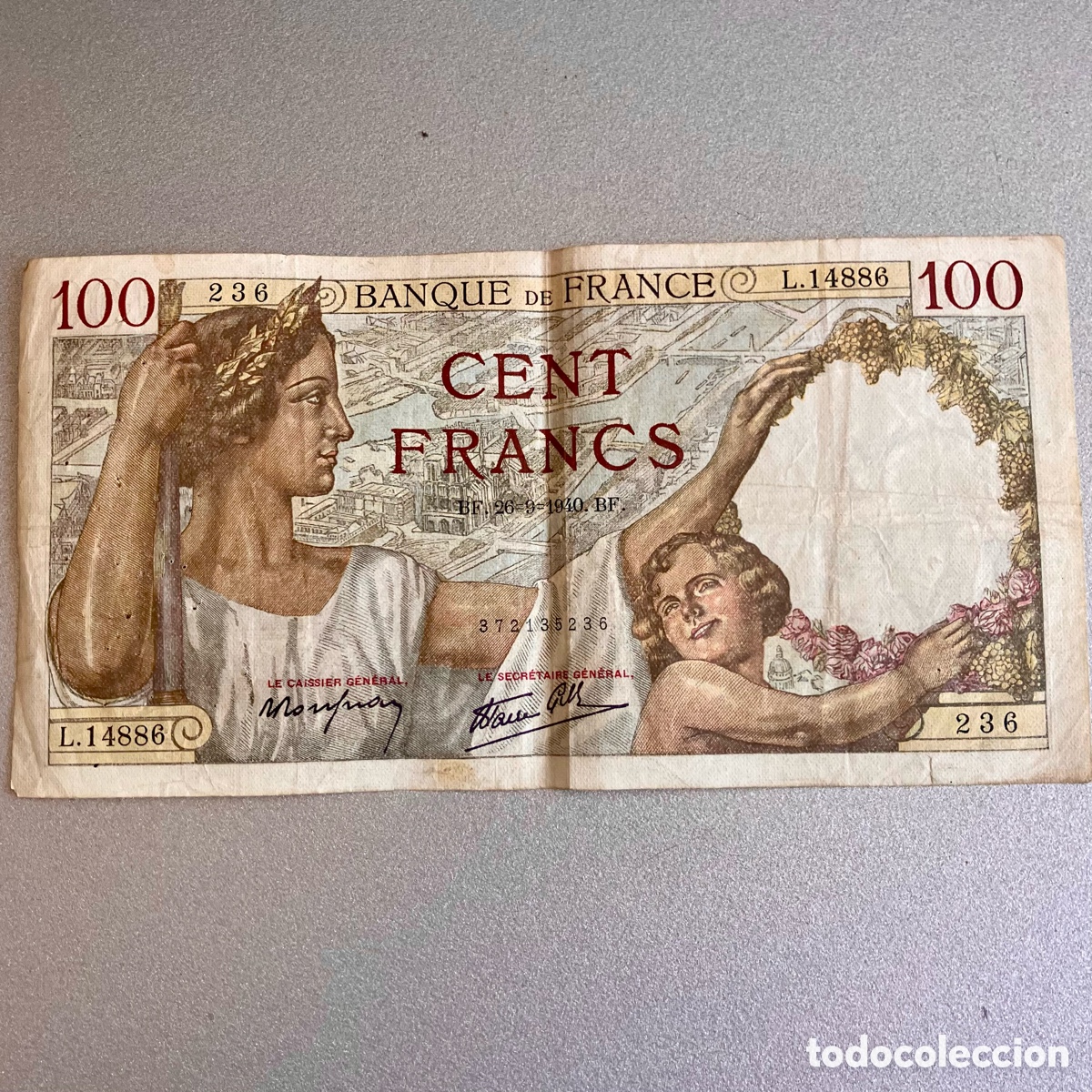 Alte M&uuml;nzen aus Europa: Billete de 100 Francos Sully 29-09-1940 BF