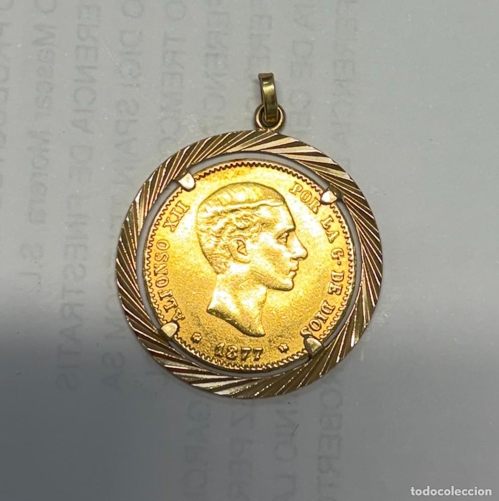 Monedas antiguas de Europa: COLGANTE ANTIGUO MONEDA ALFONSO XII 1877