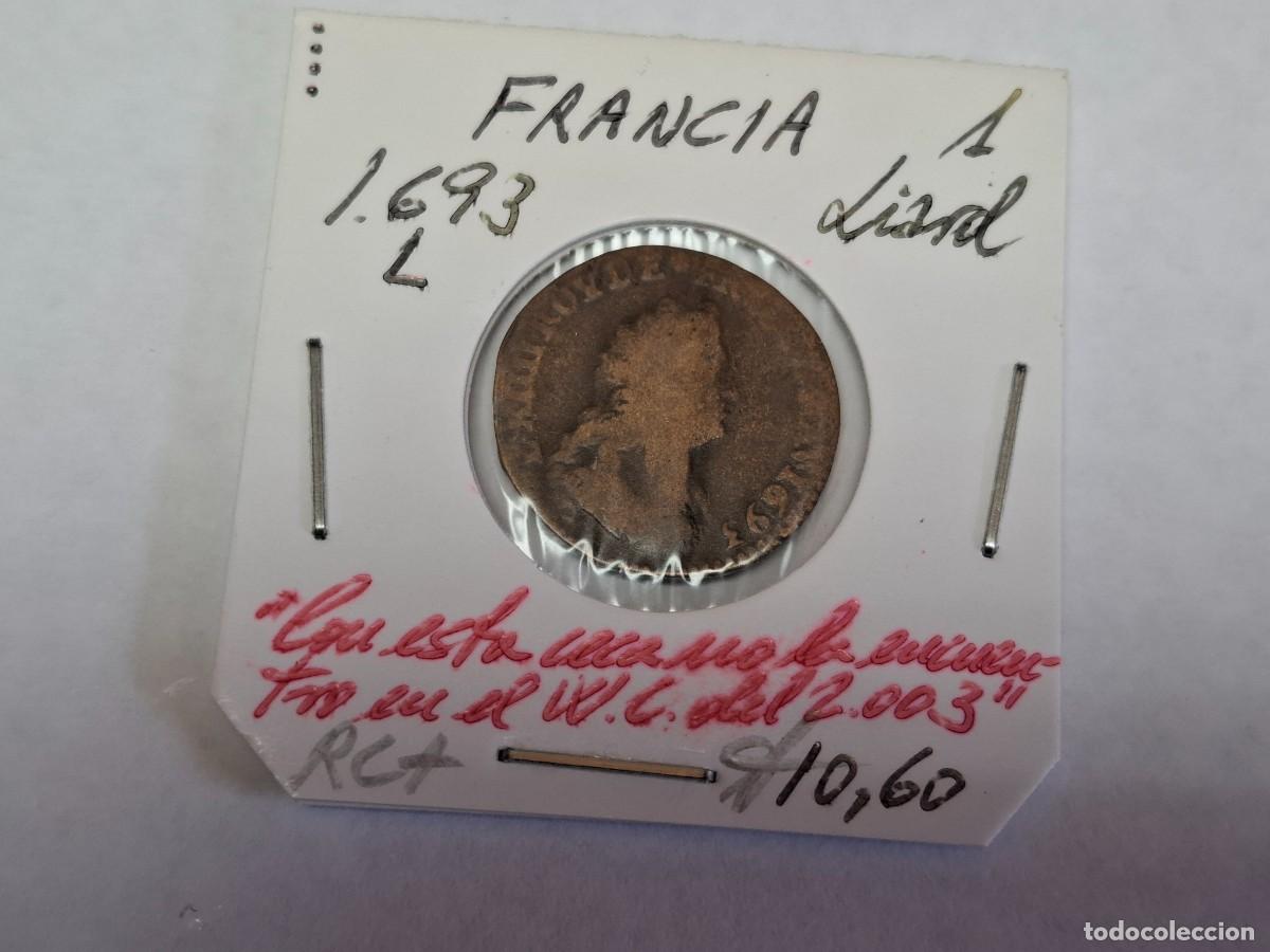 Monedas antiguas de Europa: 1 LIARD de 1693 L FRANCIA en RC+