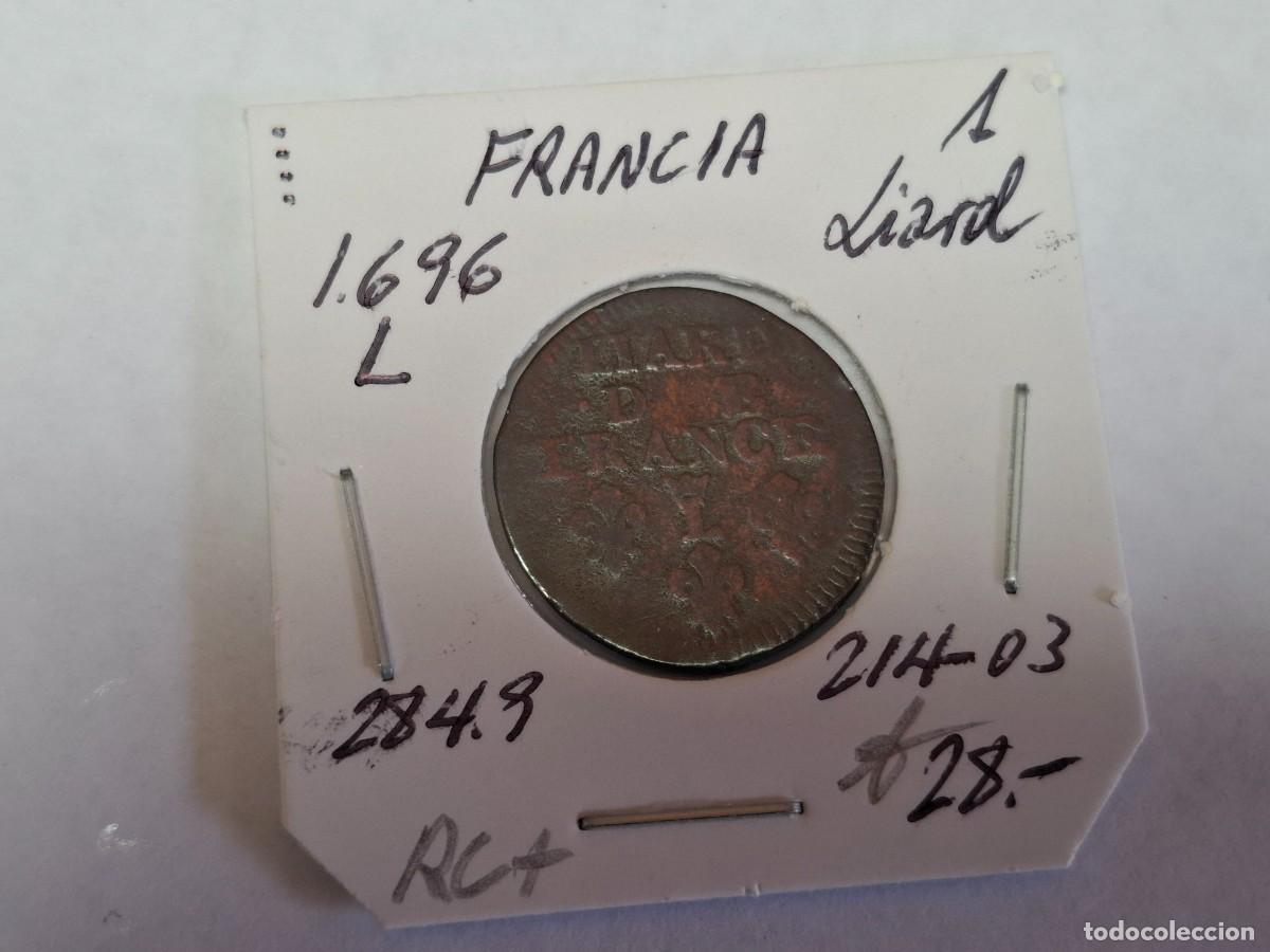 Monedas antiguas de Europa: 1 LIARD de 1696 L KM 284.9 FRANCIA en RC+
