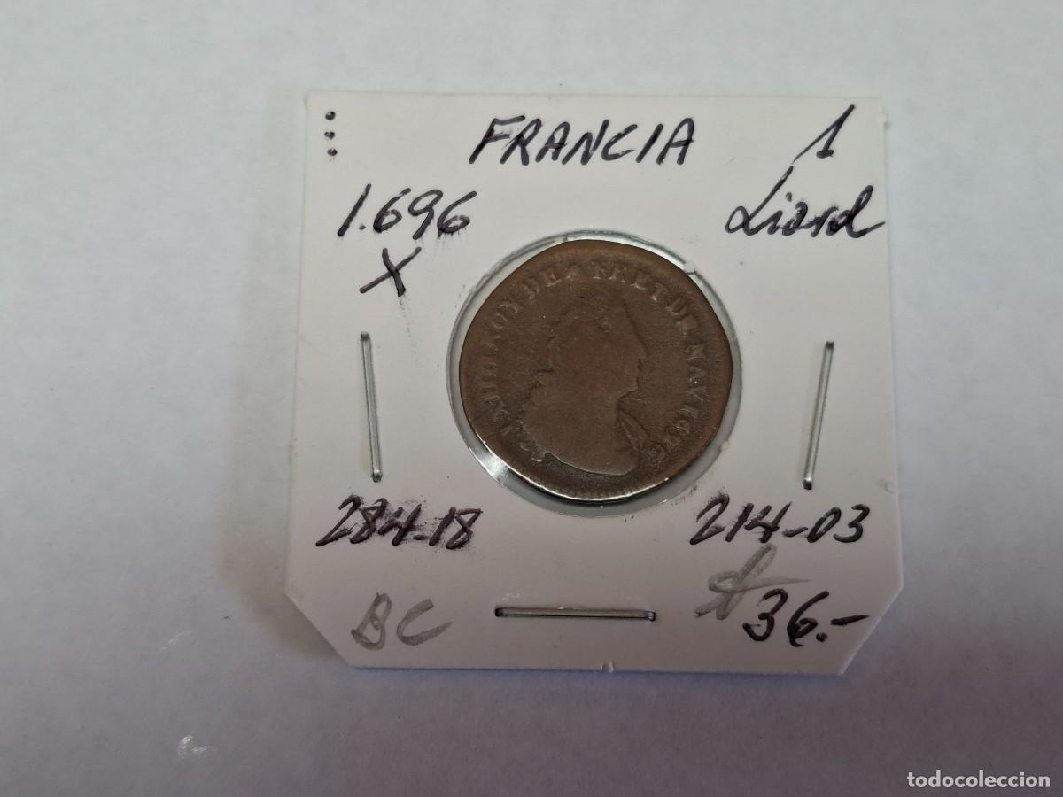 Monedas antiguas de Europa: 1 LIARD de 1696 X KM 284.18 FRANCIA en BC