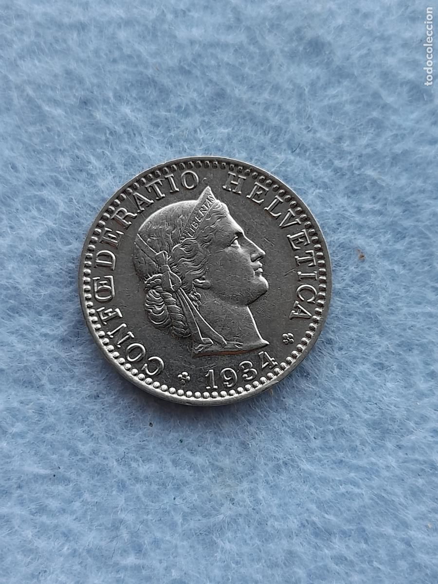 Monedas antiguas de Europa: Suiza. 20 C&eacute;ntimos. A&ntilde;o 1934.