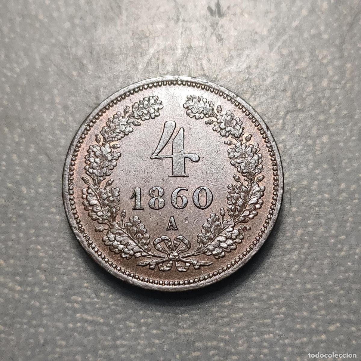 Monedas antiguas de Europa: AUSTRIA 4 KREUZER 1860 A EBC/EBC+ BRILLO ORIGINAL