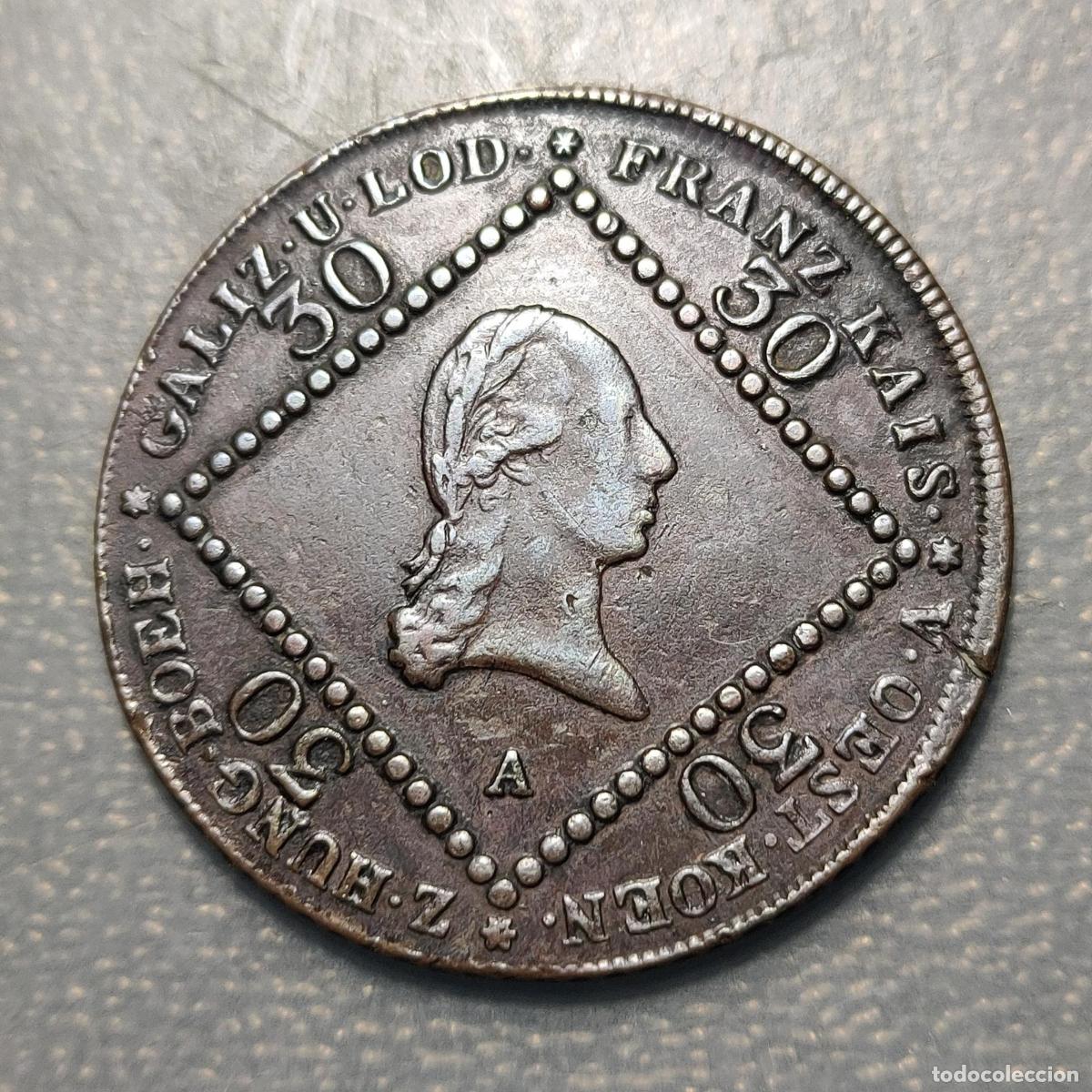 Monedas antiguas de Europa: AUSTRIA 30 KREUZER 1807 A MBC