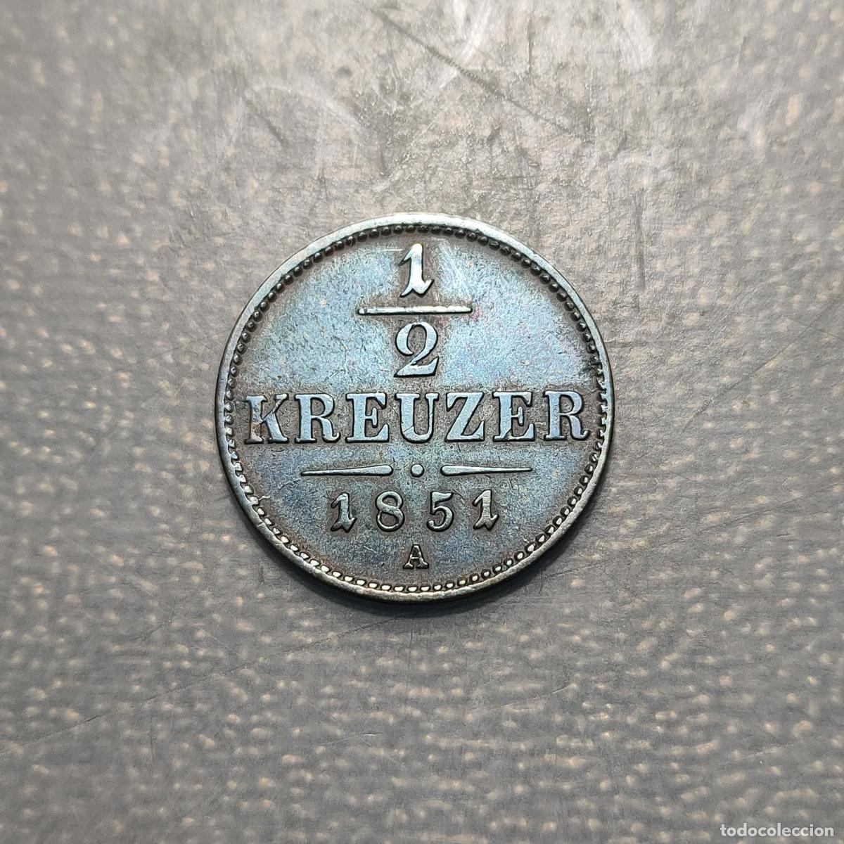 Monedas antiguas de Europa: AUSTRIA 1/2 KREUZER 1851 A MBC