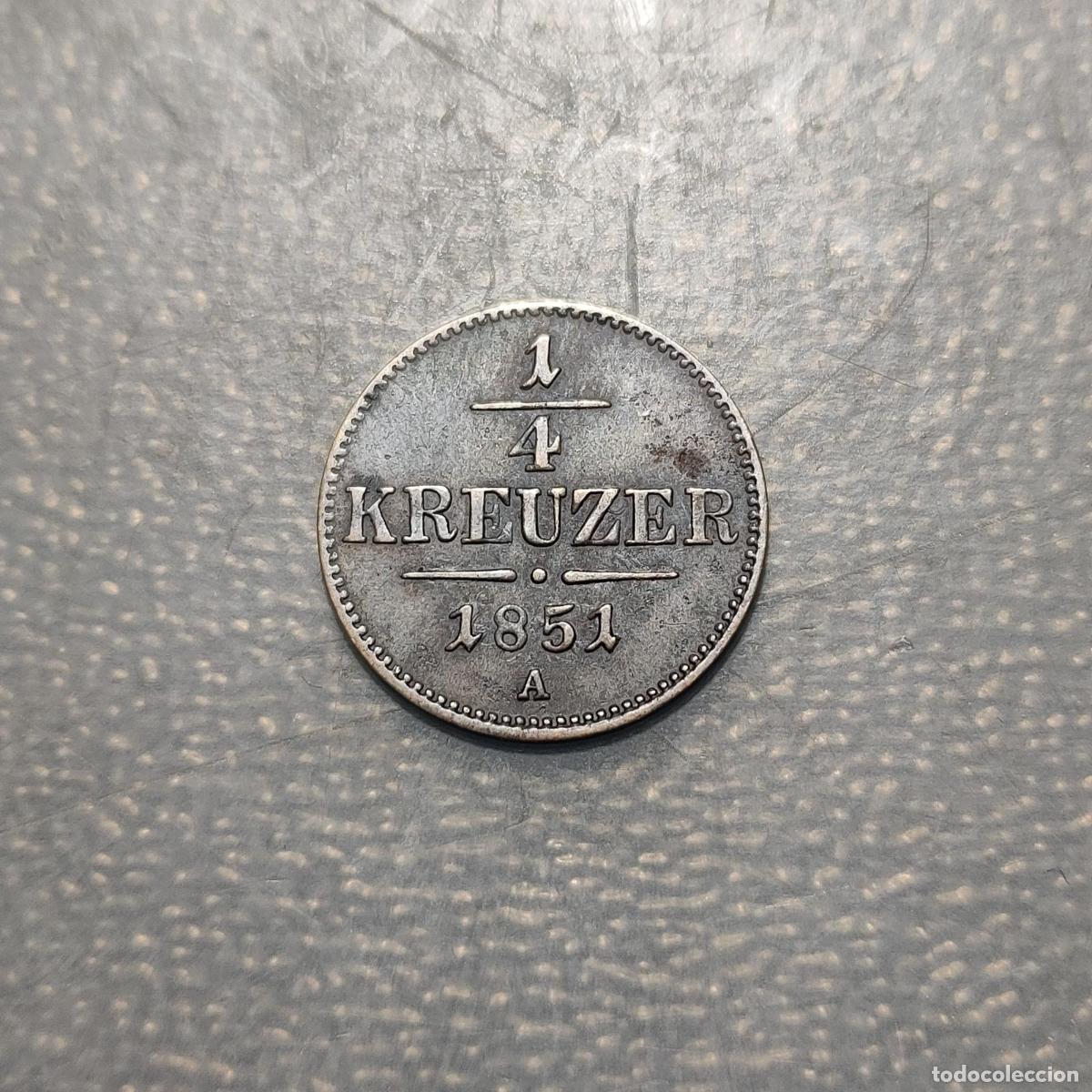 Monedas antiguas de Europa: AUSTRIA 1/4 KREUZER 1851 A MBC+/EBC