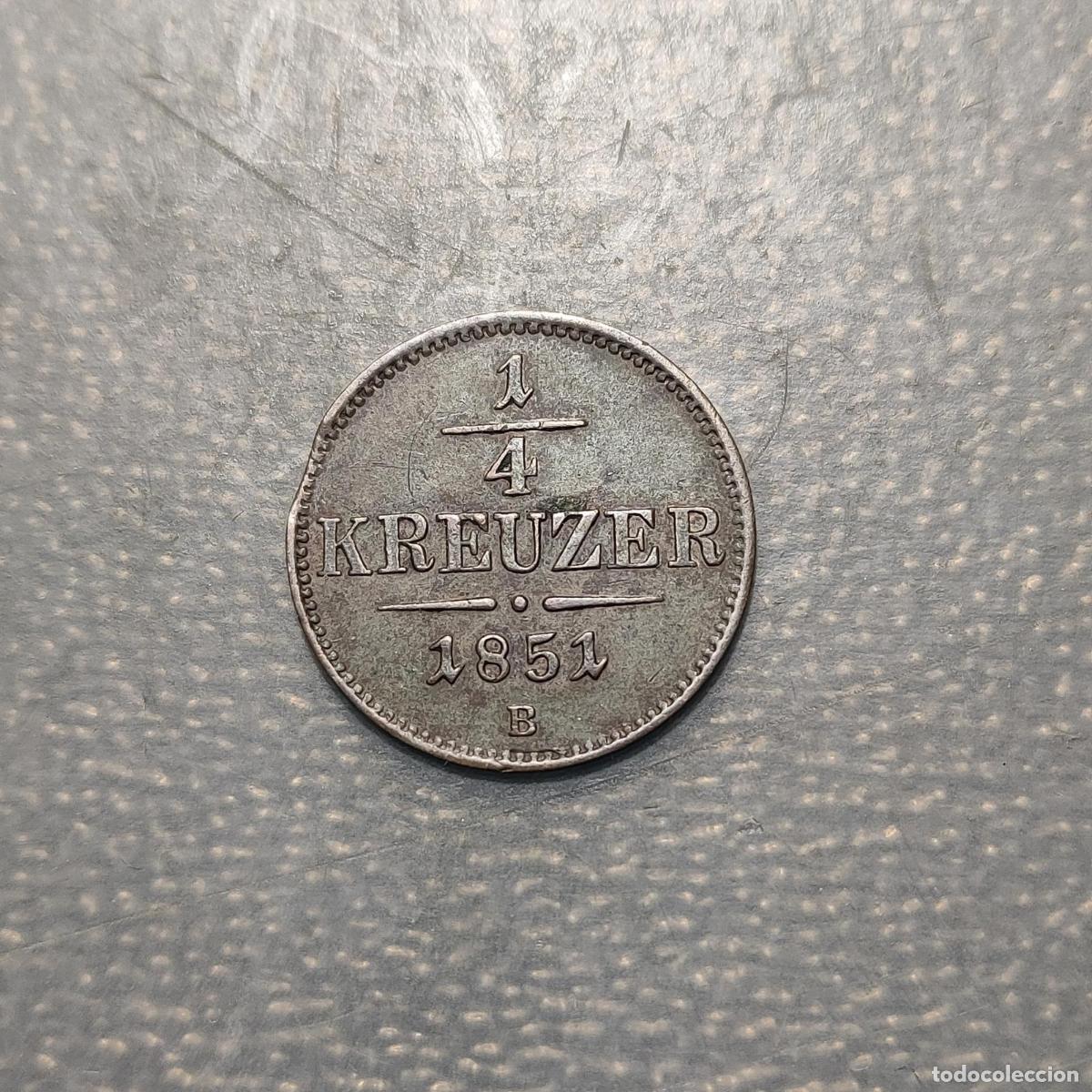 Monedas antiguas de Europa: AUSTRIA 1/4 KREUZER 1851 B MBC+/EBC