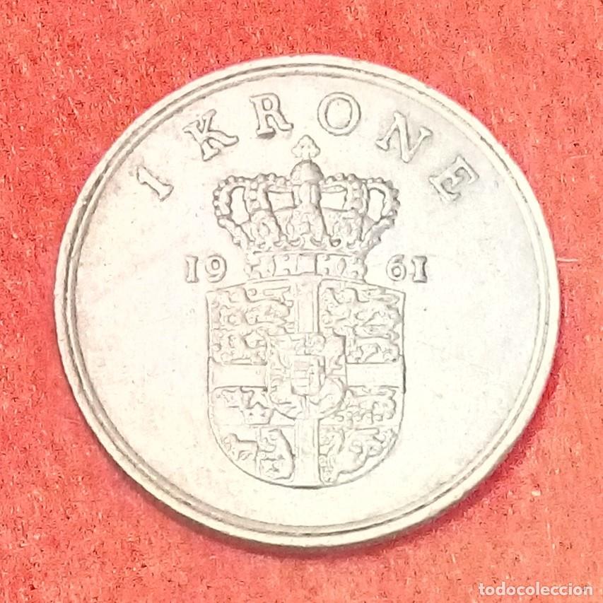 Monedas antiguas de Europa: MONEDA DE DINAMARCA 1961 - 1 CORONA - COBRE-N&Iacute;QUEL