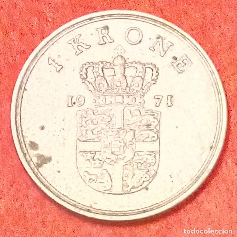 Monedas antiguas de Europa: MONEDA DE DINAMARCA 1971 - 1 CORONA - COBRE-N&Iacute;QUEL