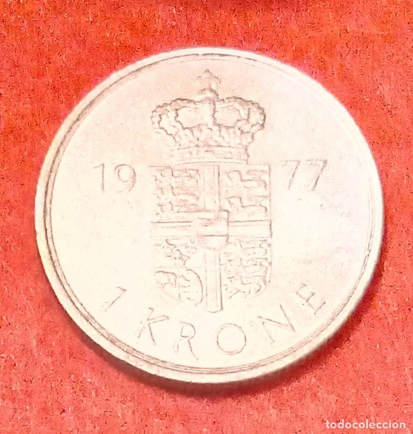 Monedas antiguas de Europa: MONEDA DE DINAMARCA 1977 - 1 CORONA - COBRE-N&Iacute;QUEL