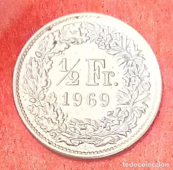 Monedas antiguas de Europa: MONEDA DE SUIZA 1969 - 1/2 FRANCO - CUPRON&Iacute;QUEL