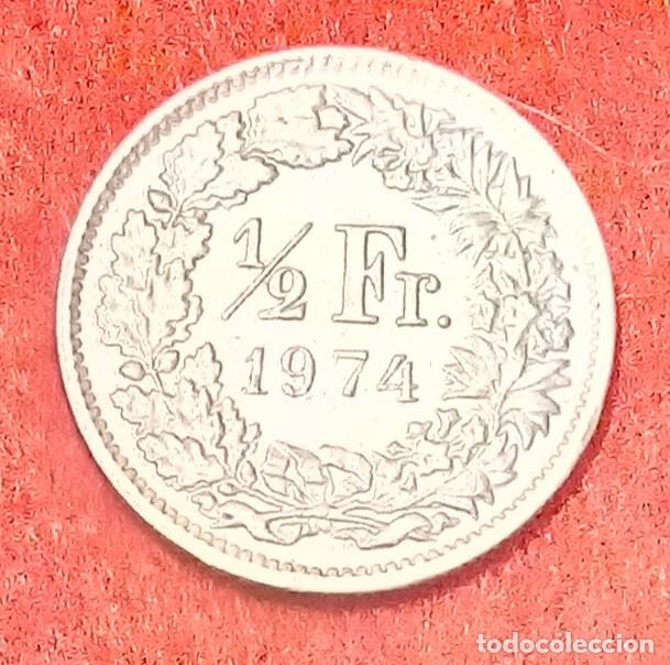 Monedas antiguas de Europa: MONEDA DE SUIZA 1974 - 1/2 FRANCO - CUPRON&Iacute;QUEL