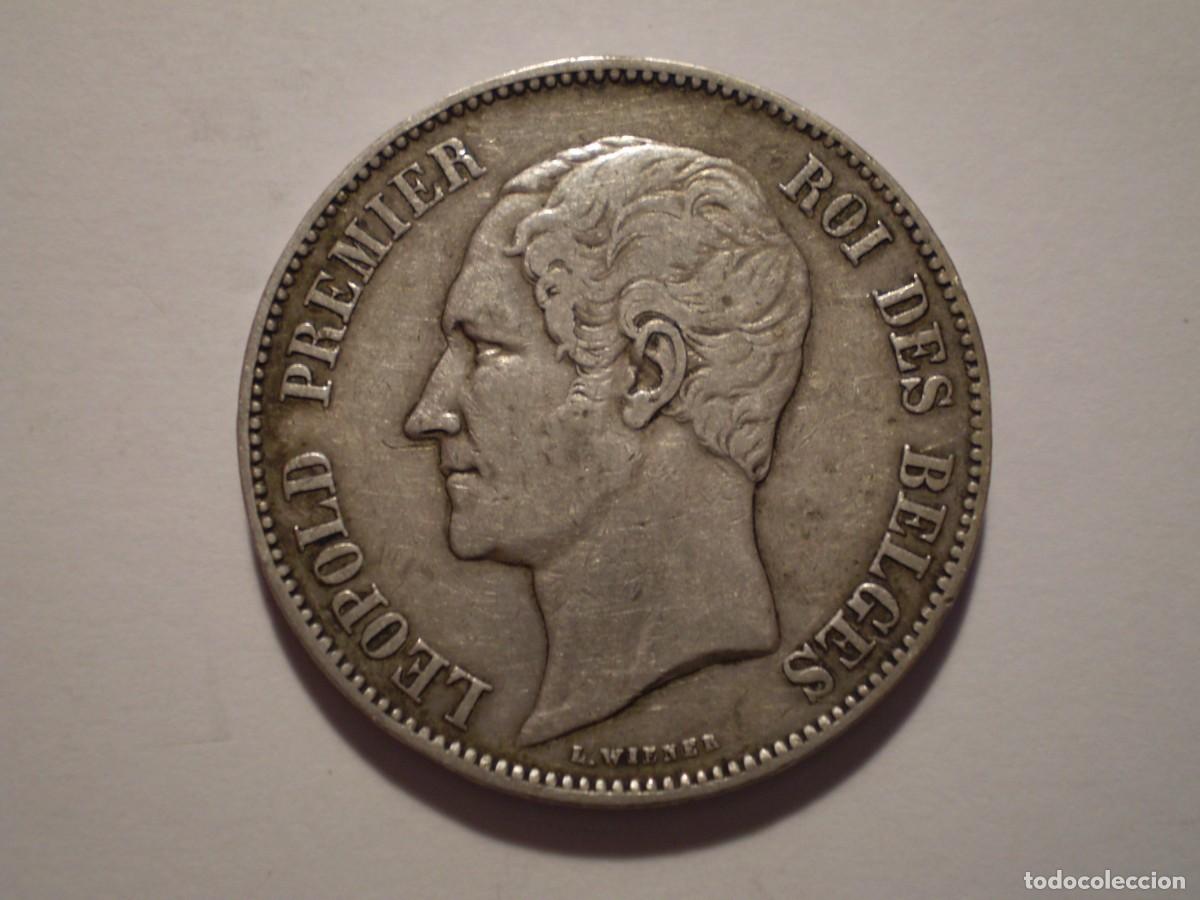 Monedas antiguas de Europa: 12SAU12 B&eacute;lgica 5 francos de plata 1858. Muy escasa. Tirada 18.000
