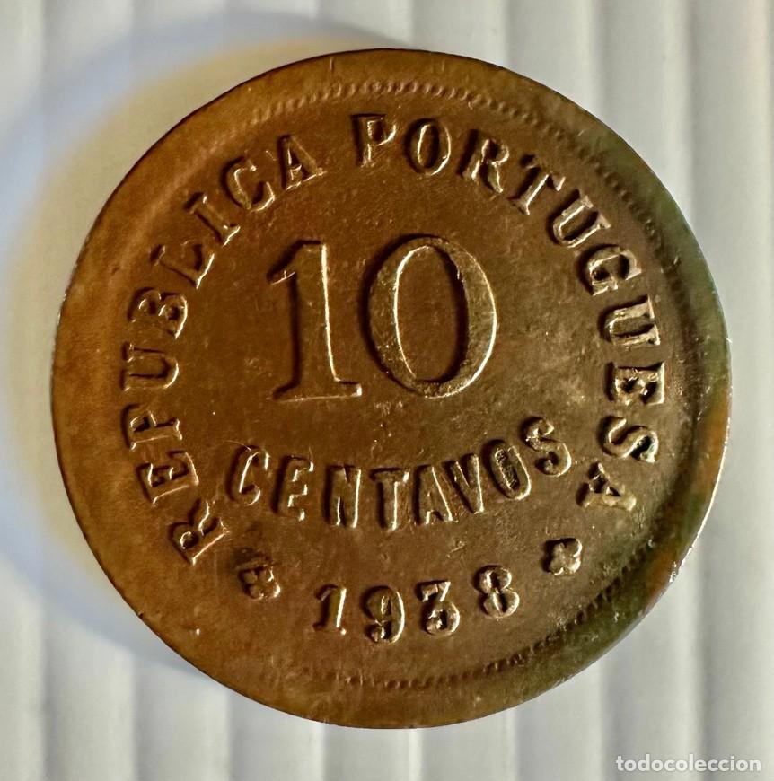 Monedas antiguas de Europa: 10 Centavos 1938 Portugal &ndash; Bronze KM# 576 MBC+