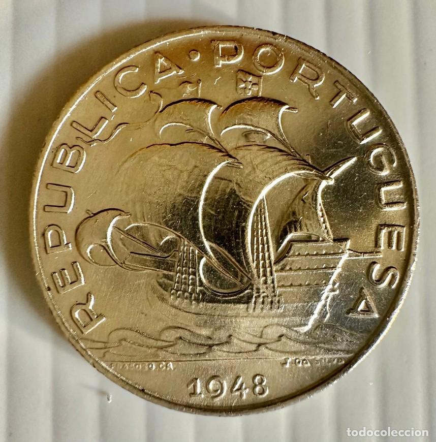 Monedas antiguas de Europa: 5 Escudos 1948 &ndash; Portugal (Silver) KM# 581 MBC+