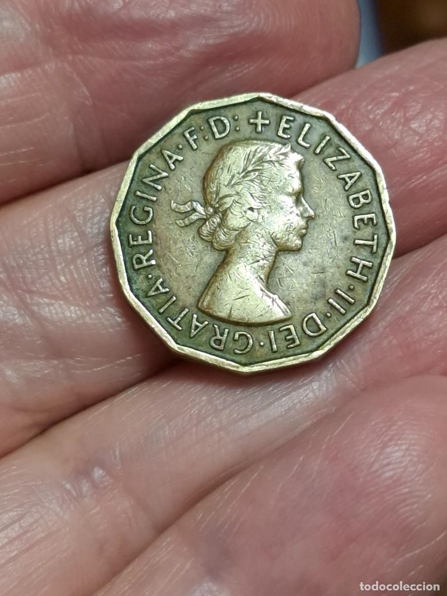Monedas antiguas de Europa: MONEDA DEL REINO UNIDO O INGLATERRA DE 3 PENIQUES DE 1955