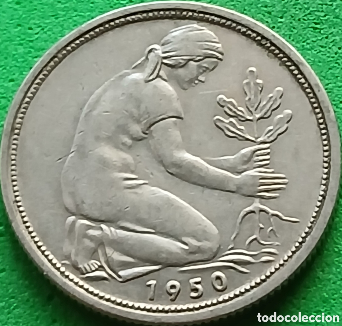 Monedas antiguas de Europa: Alemania Occidental 50 pfennig 1950 F km#109