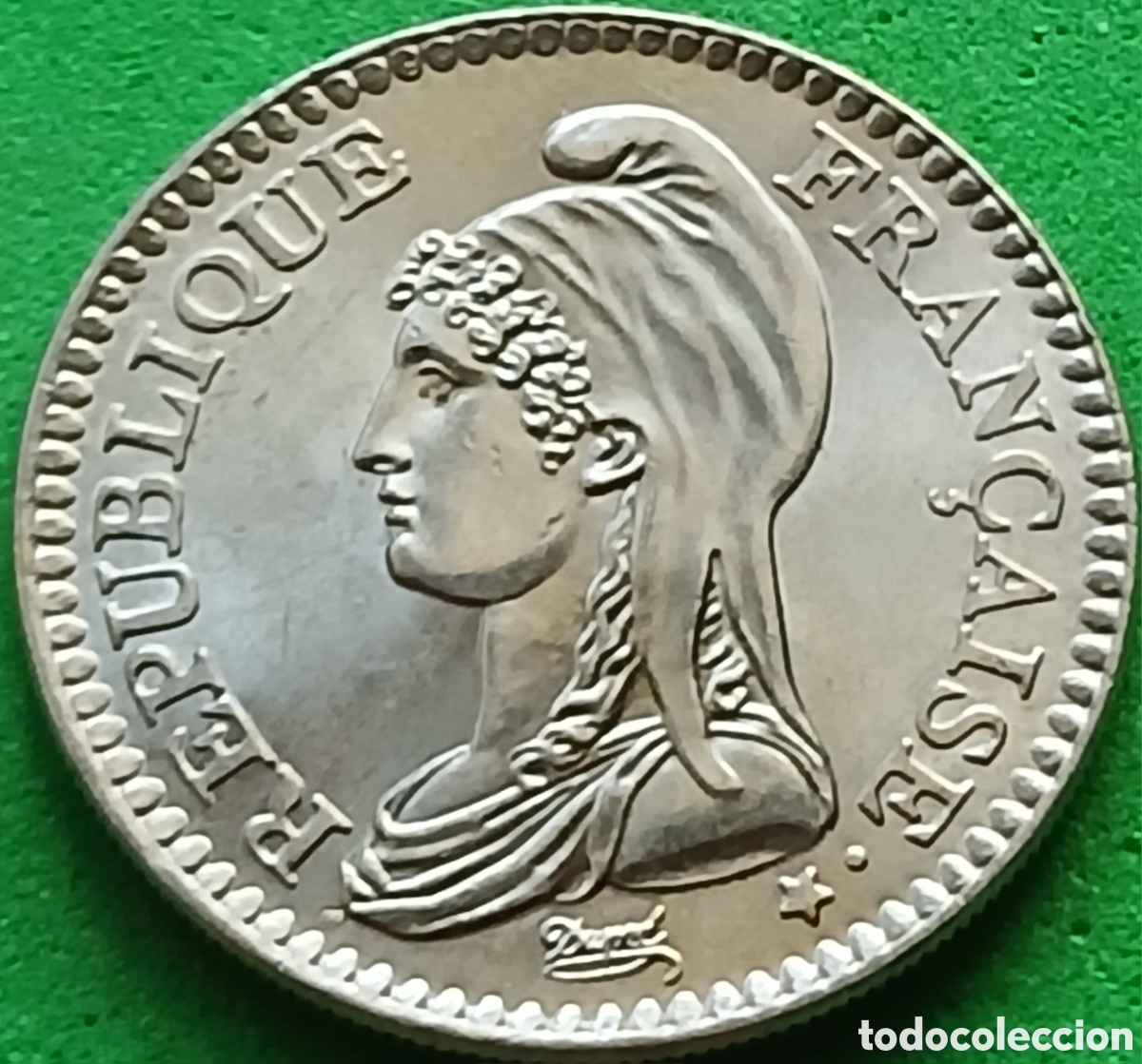 Monedas antiguas de Europa: Francia 1 franco 1992 km#1004 200&deg; aniversario- Rep&uacute;blica Francesa