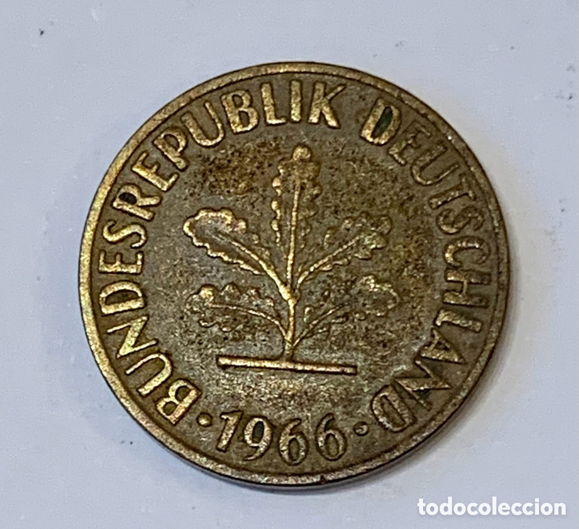 Monedas antiguas de Europa: Moneda. Bundesrepublik Deutschland. 10 Pfennig. 1966 J.