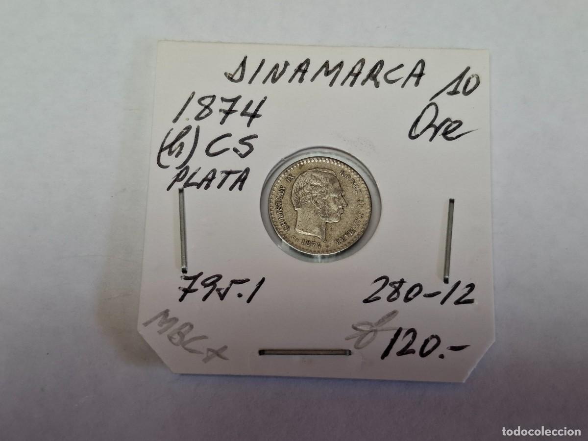 Monedas antiguas de Europa: 10 ORE de PLATA de 1874 (h) CS KM 795.1 DINAMARCA en MBC+