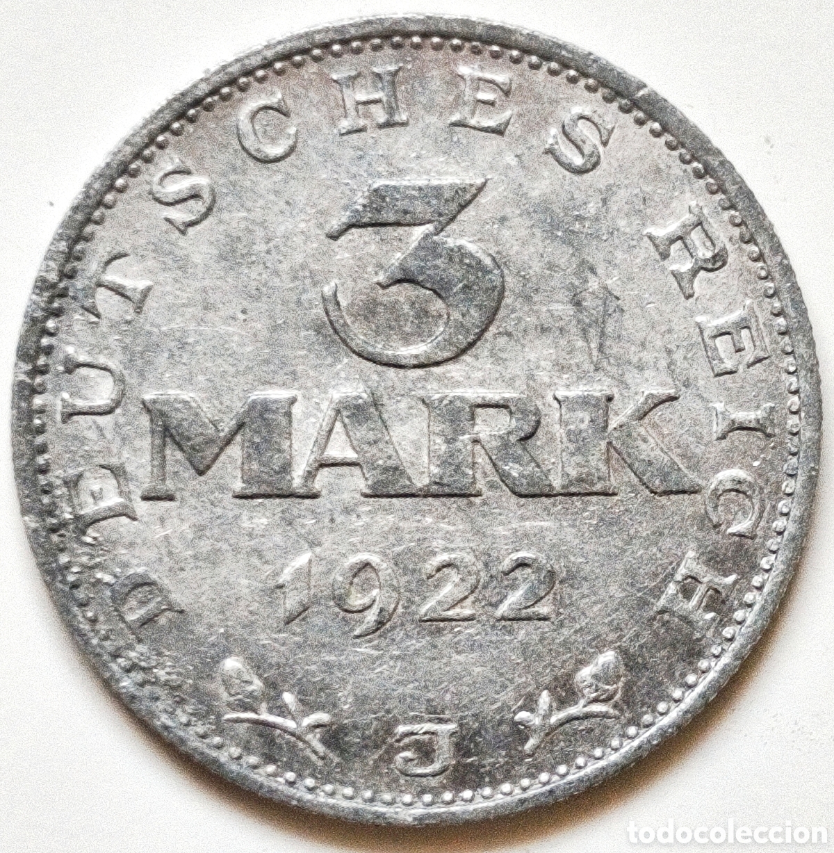 Monedas antiguas de Europa: Alemania, 3 Mark de 1922-J