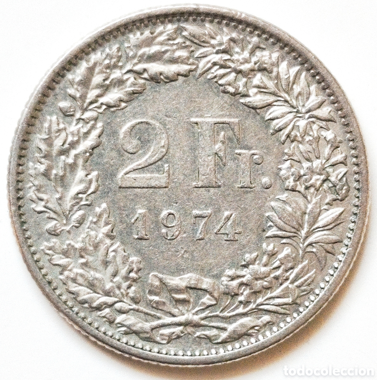 Monedas antiguas de Europa: Suiza, 2 francs de 1974