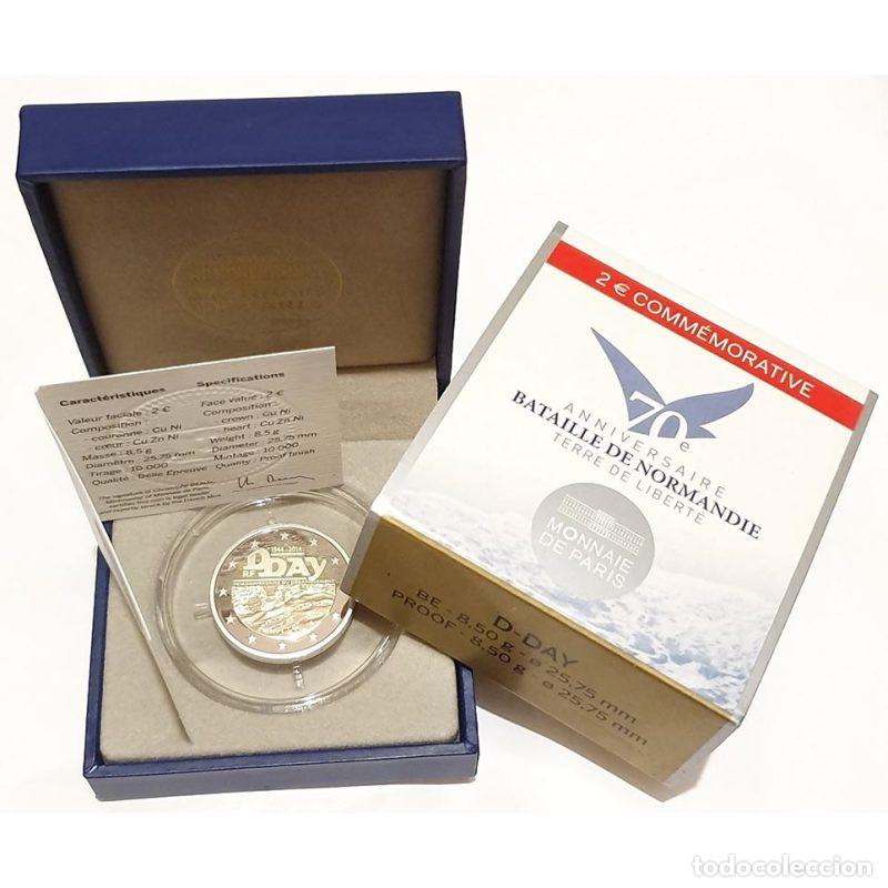 Monedas antiguas de Europa: FRANCIA 2 EURO PROOF 2014 BATALLA DE NORMANDIE DIA D CON CAJA