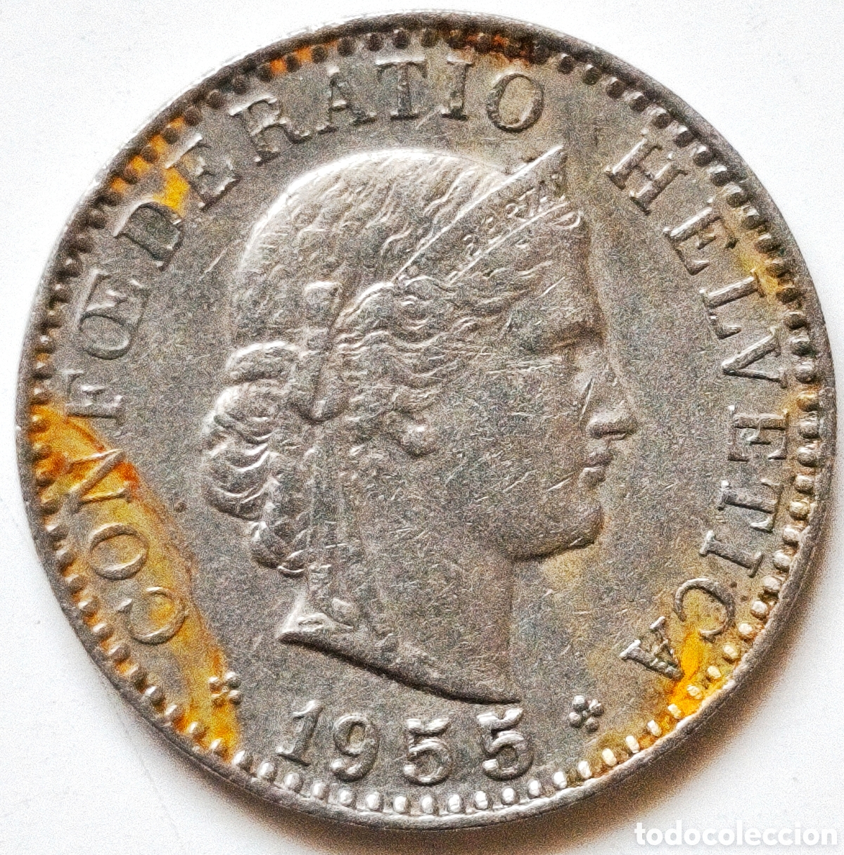 Monedas antiguas de Europa: Suiza, 20 rappen de 1955