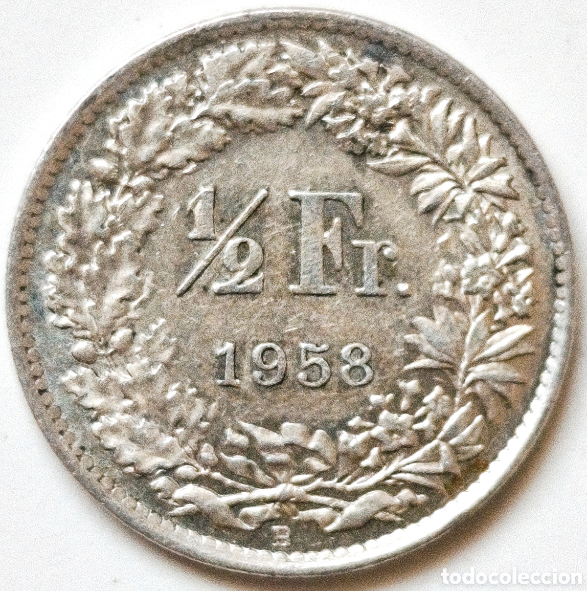 Monedas antiguas de Europa: Suiza, 1/2 franc de plata de 1958