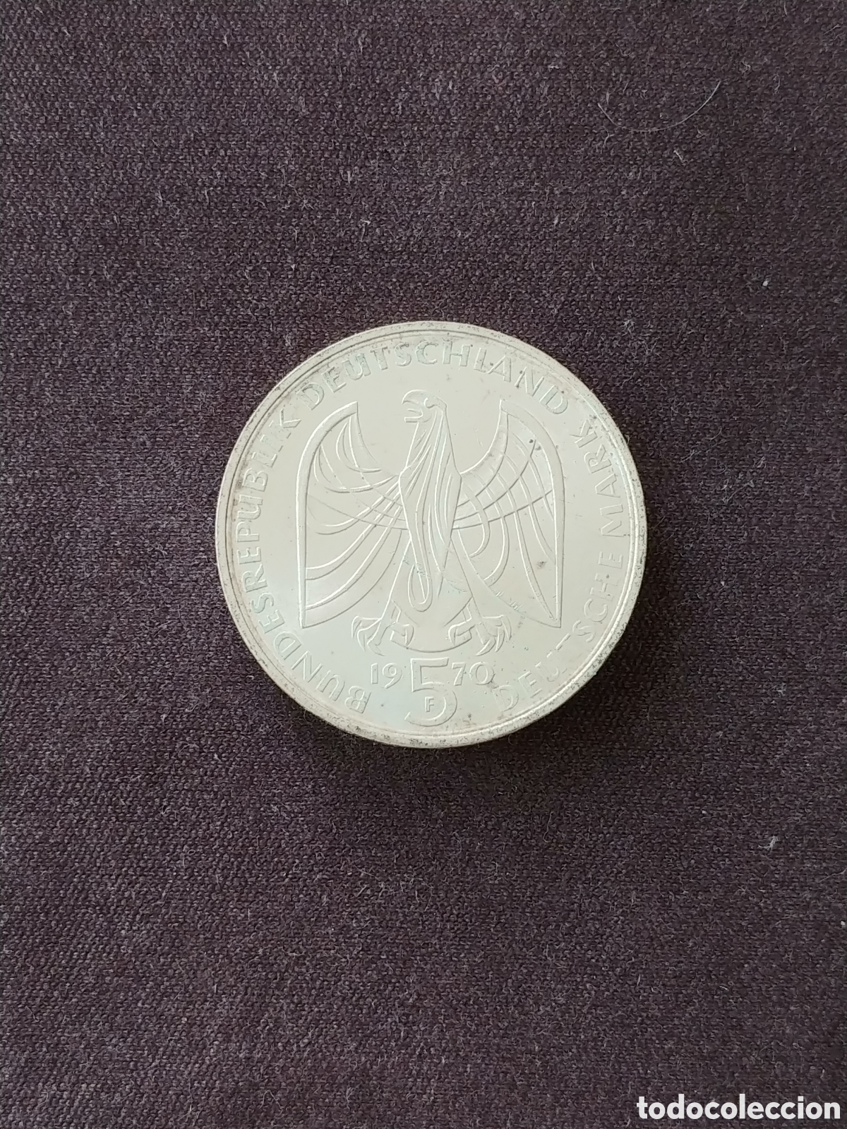 Monedas antiguas de Europa: Alemania, &rdquo;Beethoven&rdquo; 5 Mark/Marcos 1970 - &rdquo;F&rdquo;, plata .625 mls.
