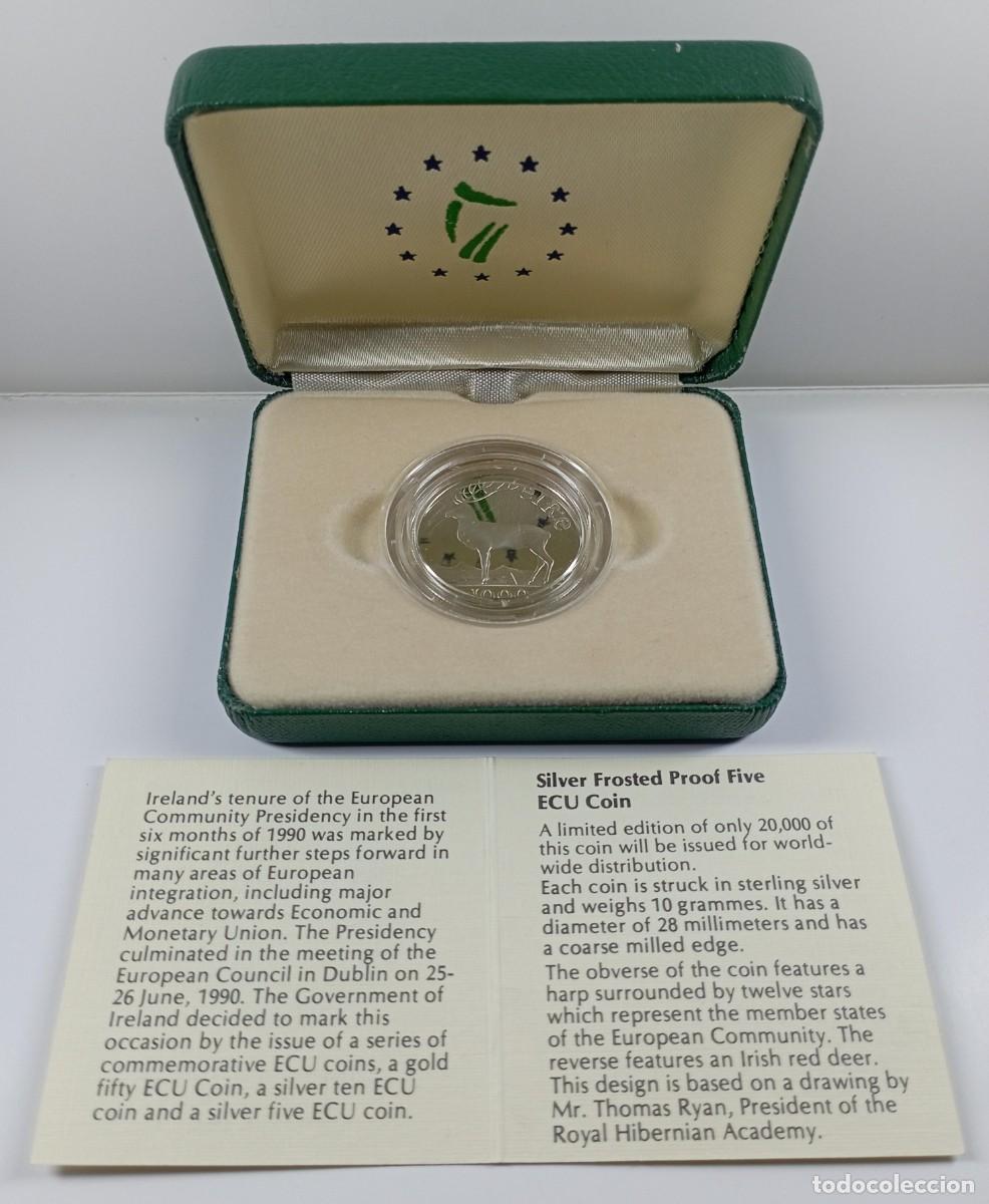 Monedas antiguas de Europa: Moneda de Irlanda 5 ecu 1990 de plata