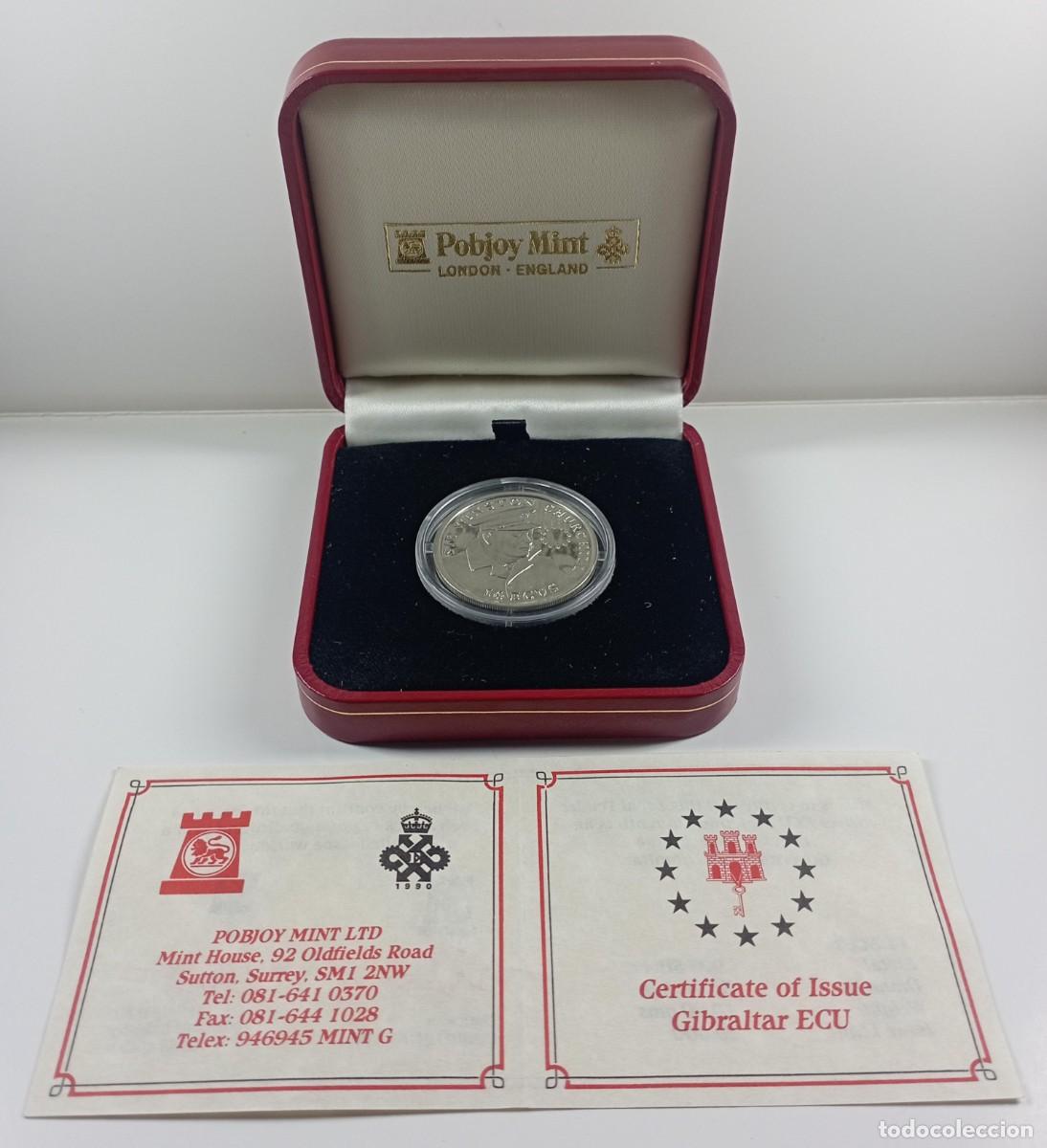 Monedas antiguas de Europa: Moneda de Gibraltar 14 Ecus 1993 Sir Winston Churchill de plata