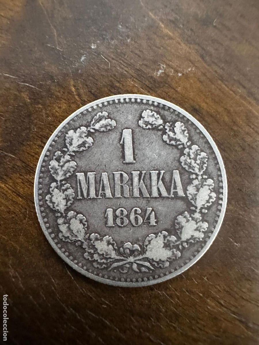 Monedas antiguas de Europa: FINLANDIA IMPERIAL - 1 MARKKA DE PLATA 1864 - PRIMER A&Ntilde;O DE EMISI&Oacute;N - GRAN DUCADO