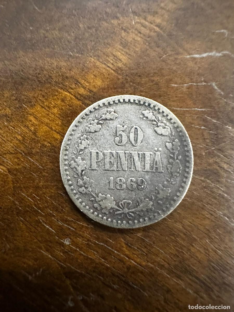 Monedas antiguas de Europa: FINLANDIA IMPERIAL - 50 PENNI&Auml; DE PLATA 1869 - GRAN DUCADO - BUEN RELIEVE (MARCA S)