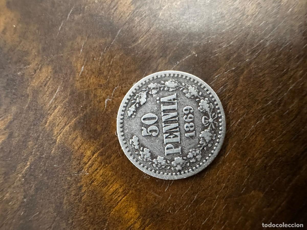 Monedas antiguas de Europa: FINLANDIA IMPERIAL - 50 PENNI&Auml; DE PLATA 1869 - GRAN DUCADO - BONITA P&Aacute;TINA HIST&Oacute;RICA