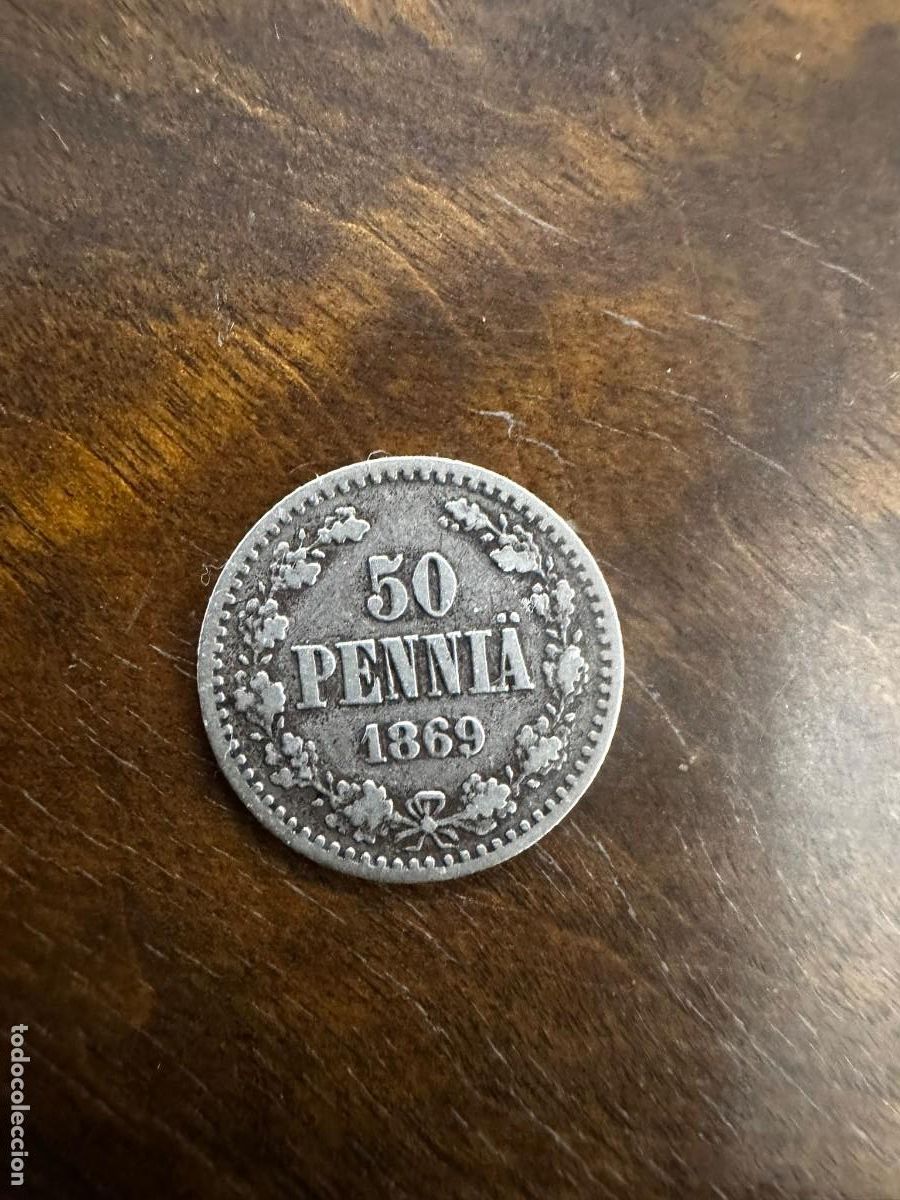Monedas antiguas de Europa: FINLANDIA IMPERIAL - 50 PENNI&Auml; DE PLATA 1869 - GRAN DUCADO - BONITA P&Aacute;TINA HIST&Oacute;RICA