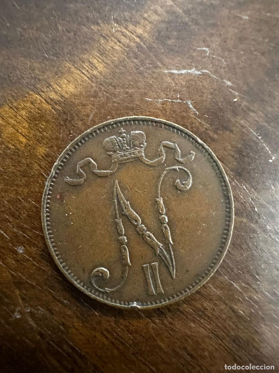 Monedas antiguas de Europa: FINLANDIA IMPERIAL - 5 PENNI&Auml; DE COBRE 1910 - MONOGRAMA ZAR NICOL&Aacute;S II - PERIODO ZARISTA