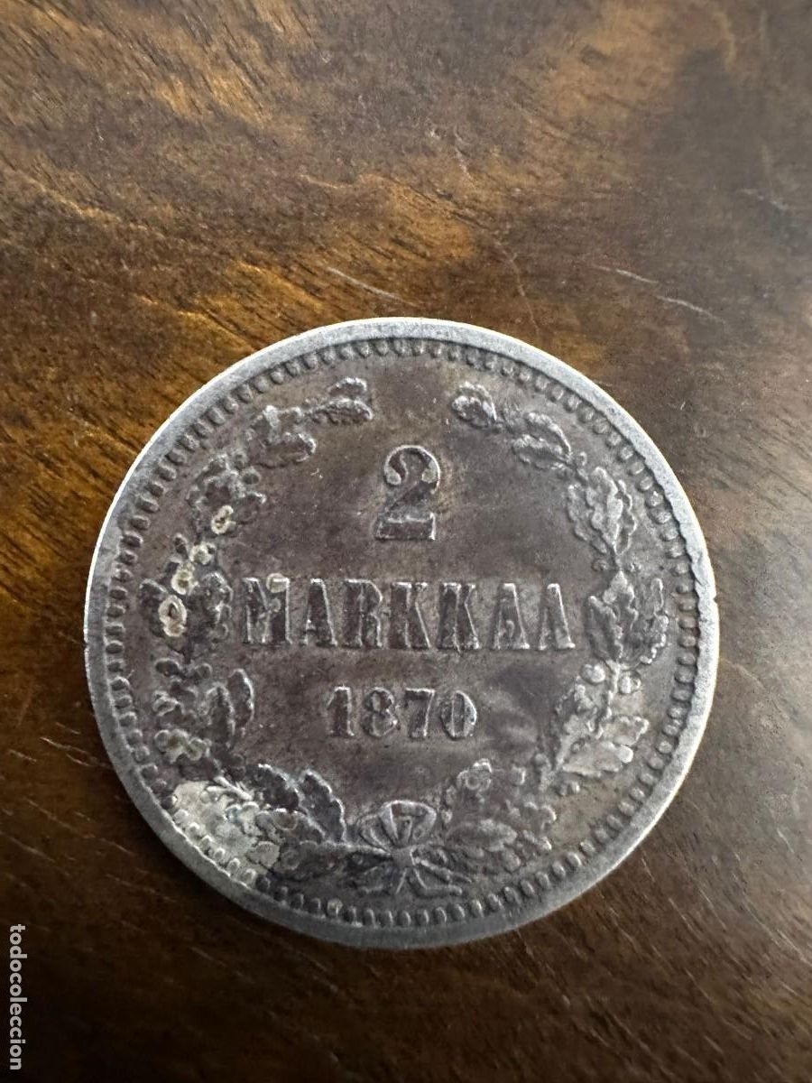 Monedas antiguas de Europa: FINLANDIA IMPERIAL - MONED&Oacute;N DE 2 MARKKAA DE PLATA 1870 - GRAN DUCADO (RUSIA) - ESCASA