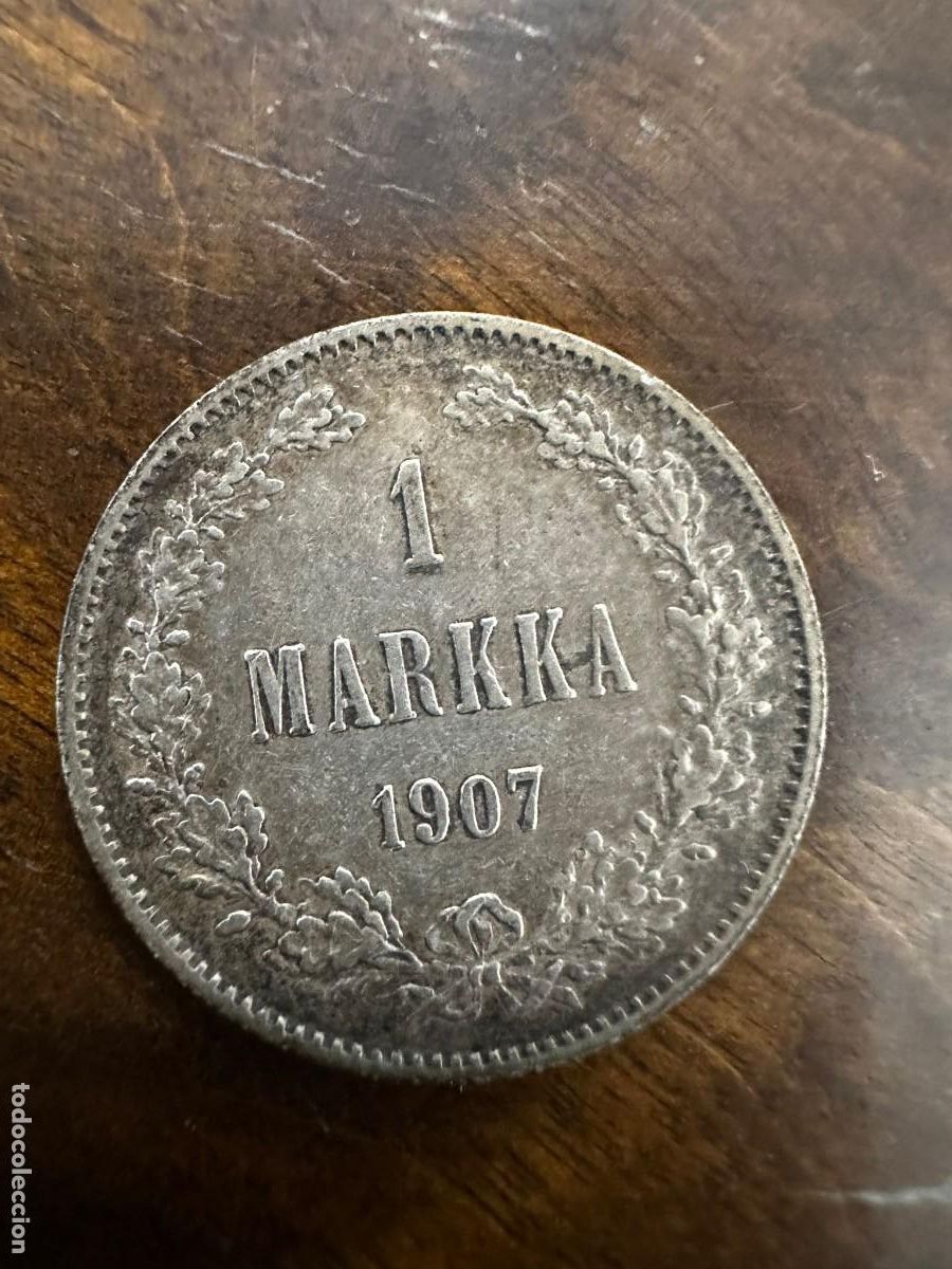 Monedas antiguas de Europa: FINLANDIA IMPERIAL - 1 MARKKA DE PLATA 1907 - GRAN DUCADO (ZAR NICOL&Aacute;S II) - CECA HELSINKI