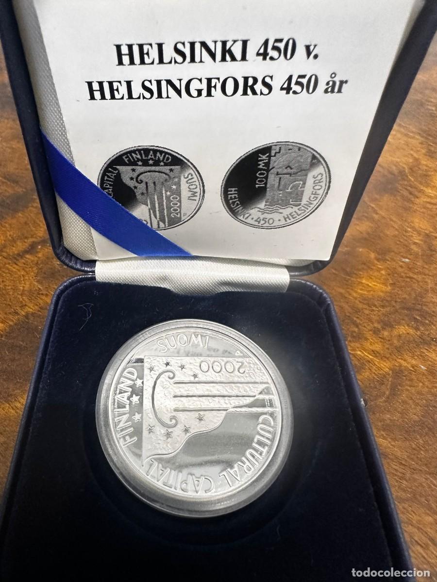 Monedas antiguas de Europa: FINLANDIA - 100 MARKKAA PLATA 2000 PROOF - 450 ANIVERSARIO HELSINKI / CAPITAL CULTURAL - TIRADA 8.00