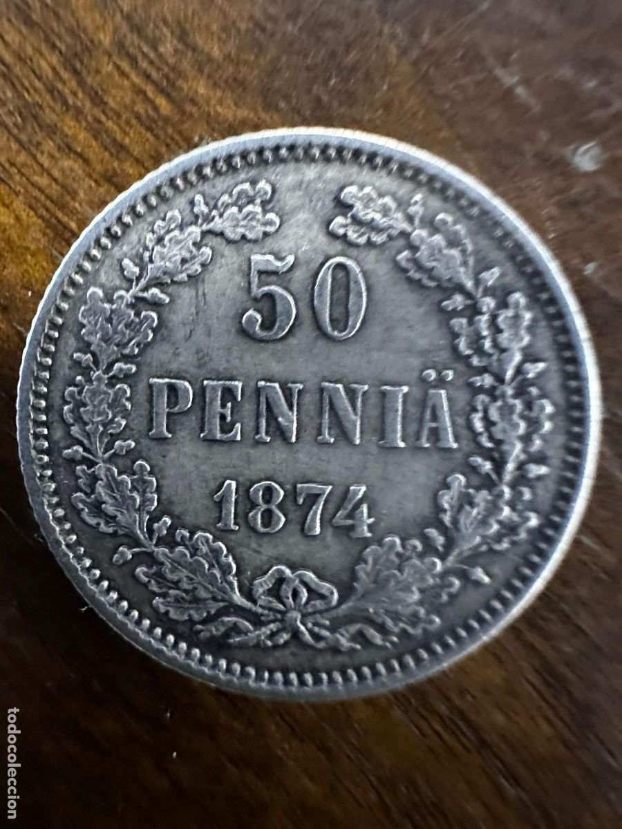 Monedas antiguas de Europa: FINLANDIA IMPERIAL - RAROS 50 PENNI&Auml; DE PLATA 1874 - GRAN DUCADO - EXCELENTE RELIEVE