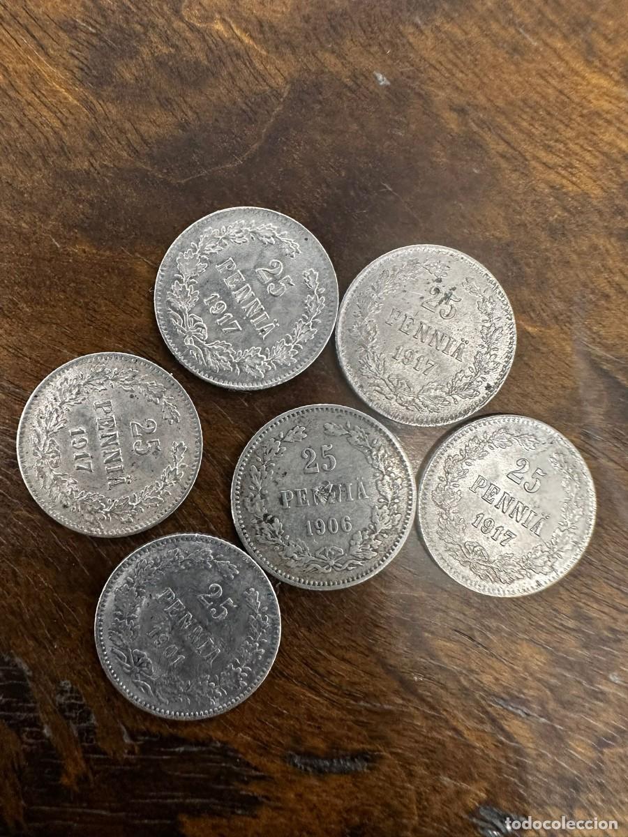 Monedas antiguas de Europa: LOTE DE 6 MONEDAS DE PLATA - 25 PENNI&Auml; (1901-1917) - FINLANDIA IMPERIAL - INCLUYE A&Ntilde;O CLAVE 1917