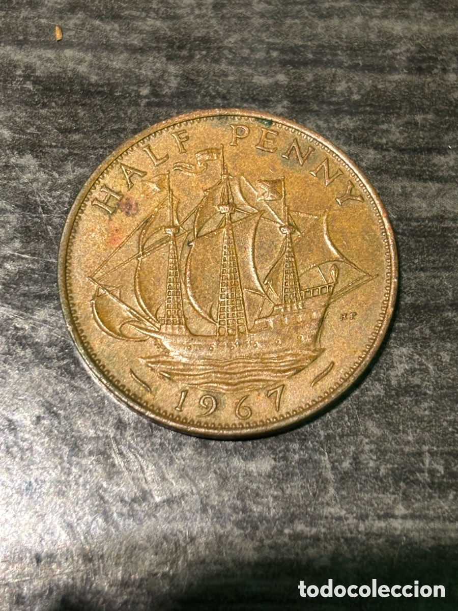 Monedas antiguas de Europa: Half Penny Reino Unido 1967 Moneda Brit&aacute;nica